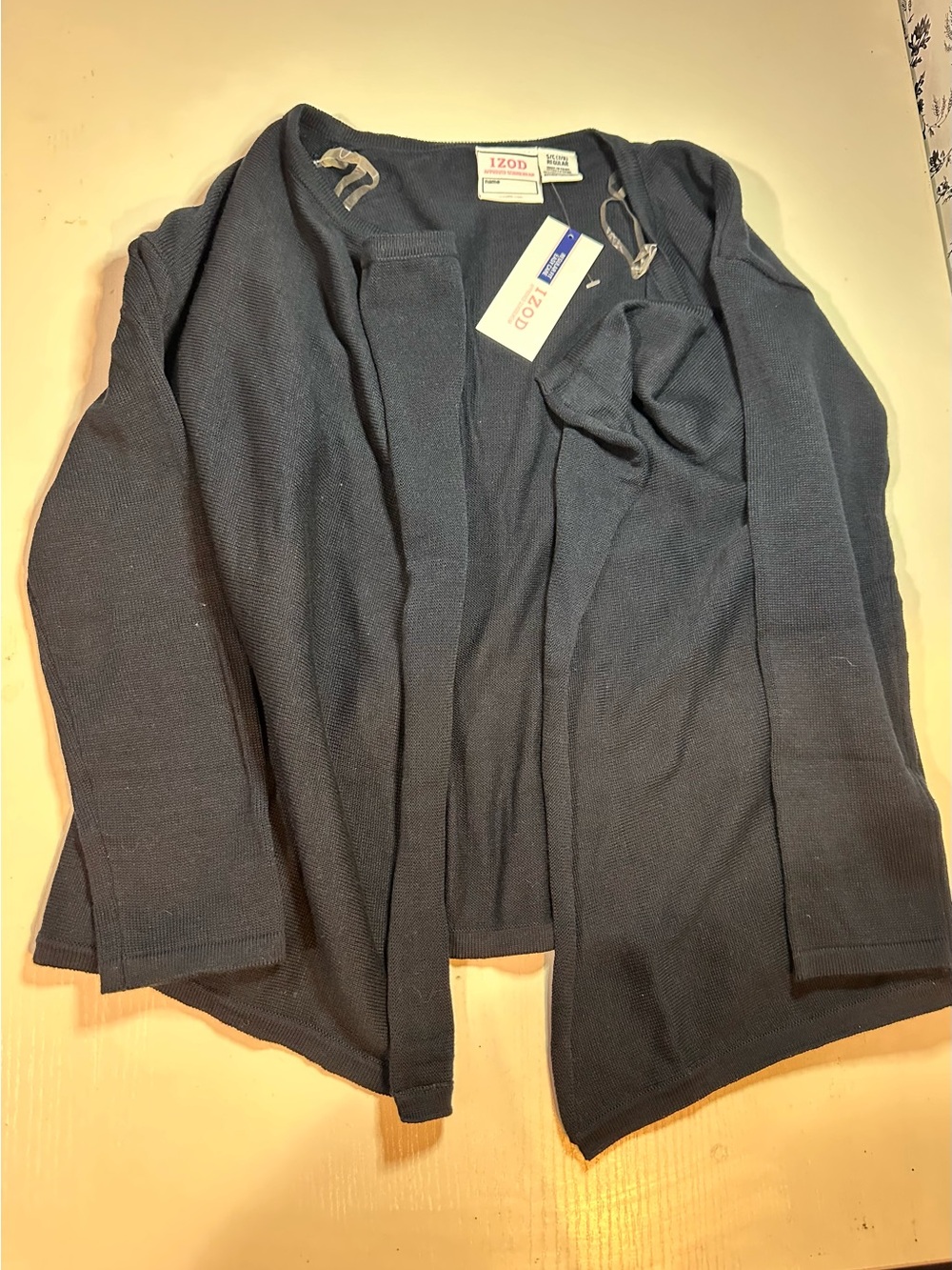 Izod Navy Open-Front Knit Blazer